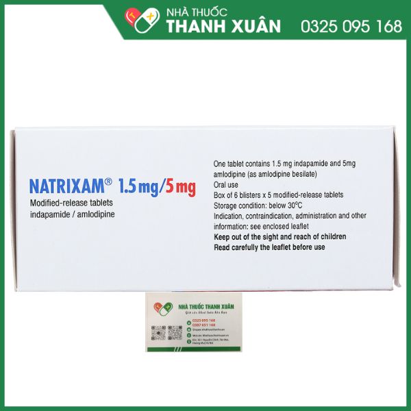 Natrixam 1.5mg/5mg - Thuốc trị tăng huyết áp (6 vỉ x 5 viên)